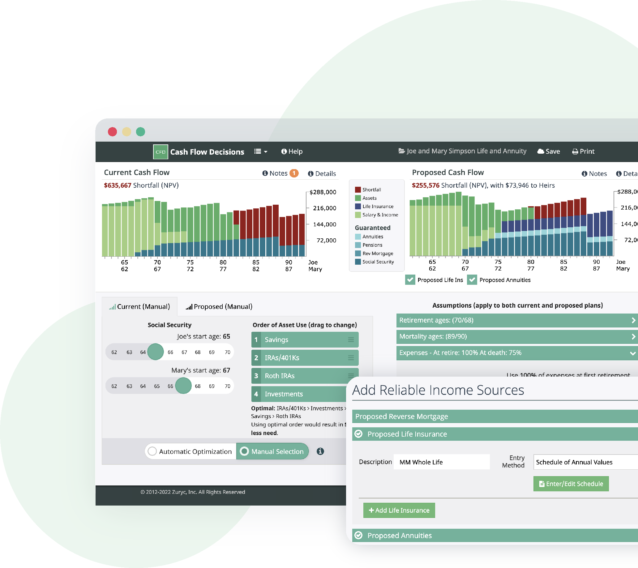 Screen Graphics of Advisor Controls planning software